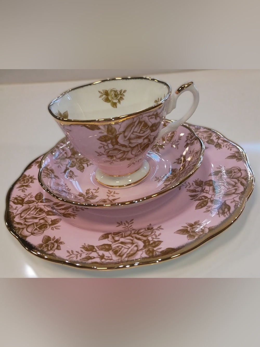 Royal Albert 100 Years Golden Rose 3-piece Place Setting, Fine Bone China, NEW